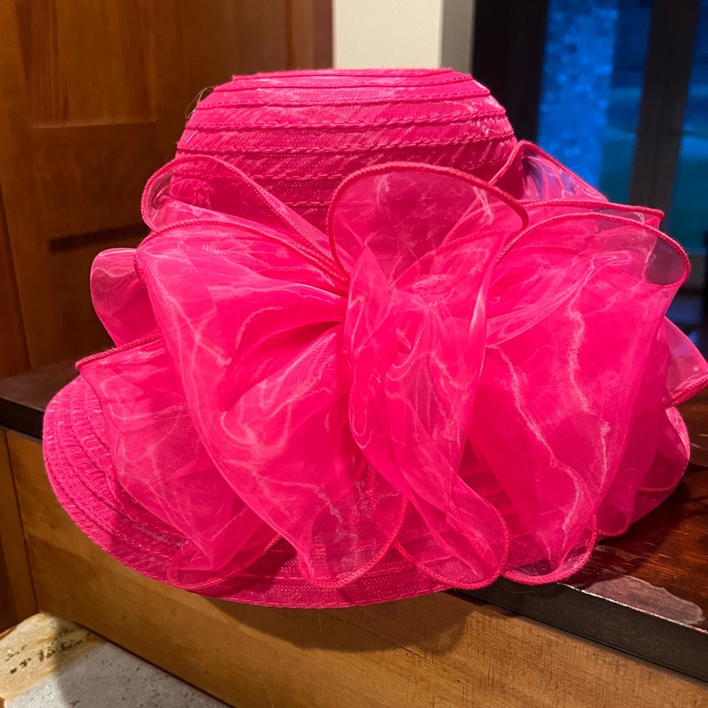 Forbusite Hot Pink 💓 Fucsia Womens Kentucky Derby Organza Hat